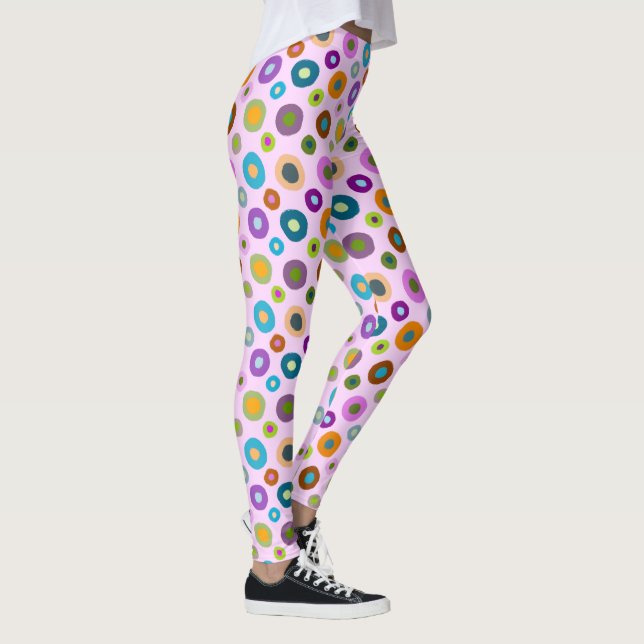 Fun leggings all over colourful dots on pink (Right)