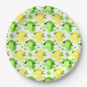 Fun lemon lime pattern   paper plate