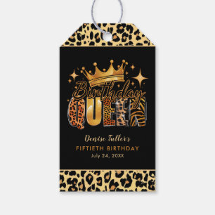 Fun Leopard Birthday Queen Fifty Birthday Gift Tags
