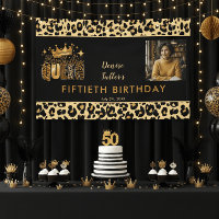 Fun Leopard Birthday Queen Fifty Photo Birthday