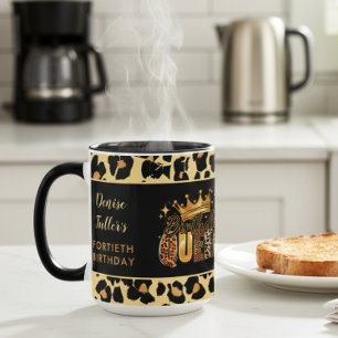 Fun Leopard Birthday Queen Forty Birthday Mug