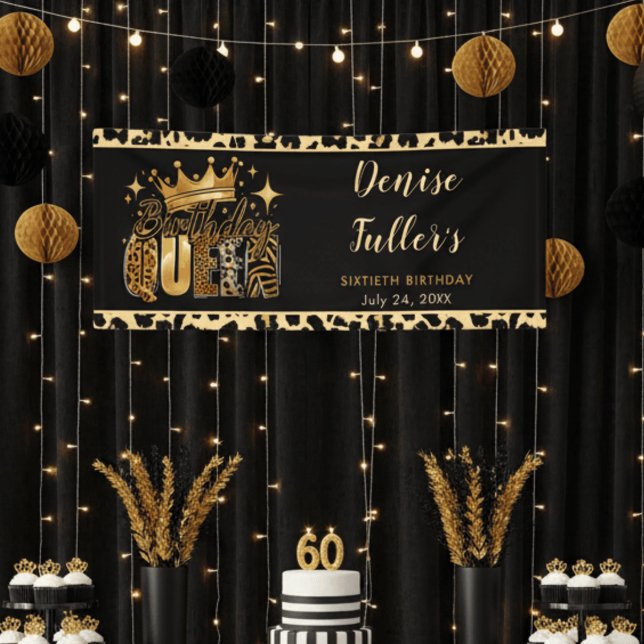 Fun Leopard Birthday Queen Sixty Birthday Banner (Creator Uploaded)
