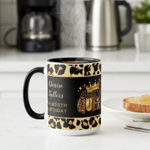 Fun Leopard Birthday Queen Thirty Birthday Mug