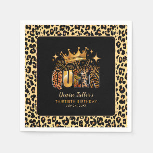 Fun Leopard Birthday Queen Thirty Birthday Napkin