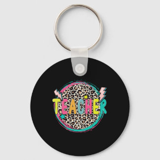 Fun Leopard Teacher Happy First Day Of School Teac Key Ring