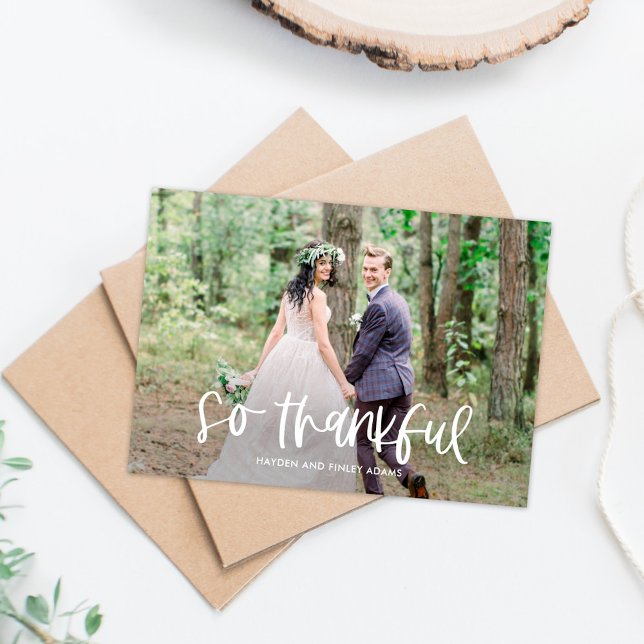 Fun Lettering Editable Colour Wedding Thank You Card (Creator Uploaded)