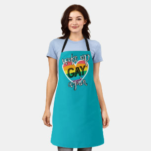 Fun LGBTQ Pride self-ironic rainbow flag blue Apron