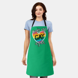 Fun LGBTQ Pride self-ironic rainbow flag green Apron