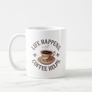 Fun life happens coffee helps word art mug