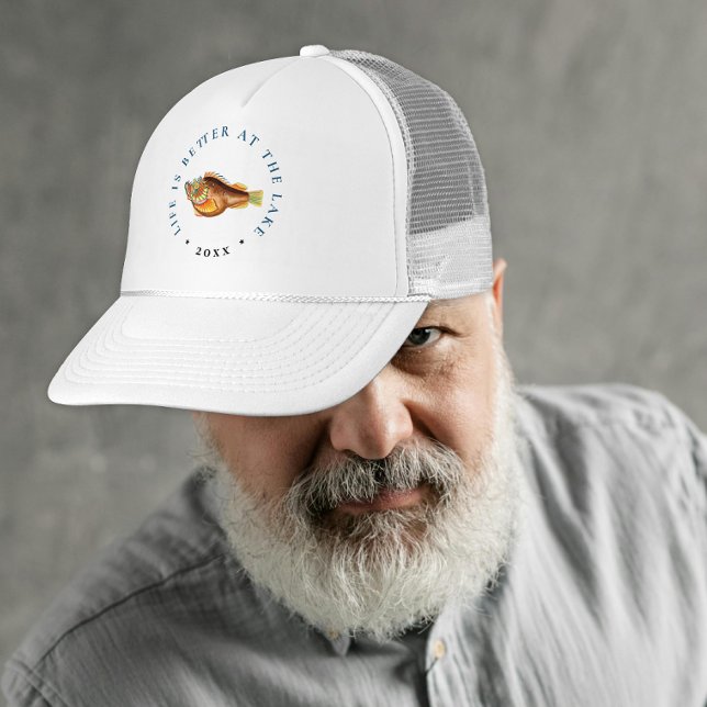 Fun Life is Better at the Lake Simple Fish Retire Trucker Hat (Creator Uploaded)