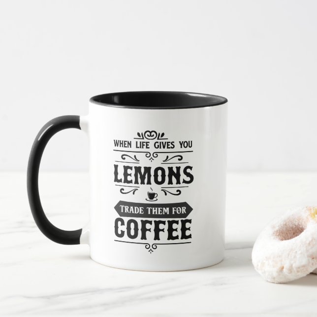 Fun life lemons coffee word art  mug (With Donut)