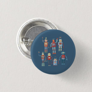 Fun Little 1950s Style Retro Robots 3 Cm Round Badge