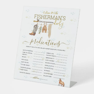 Fun Little Fisherman Derby Baby Shower Prediction  Pedestal Sign
