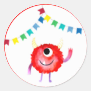 Fun Little Monster Party, Zombie, Friendly, Cute Classic Round Sticker