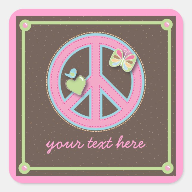 Fun Little Peace Sign Square Sticker (Front)