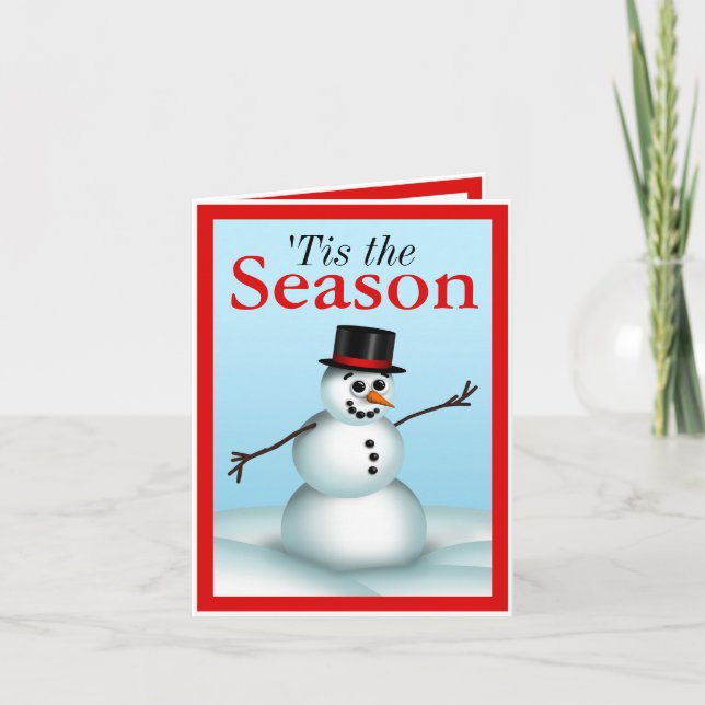 Fun Little Snowman 'Tis the Season Holiday Cards (Front)