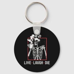 Fun Live Laugh Die Funny Halloween Coffee Skeleton Key Ring