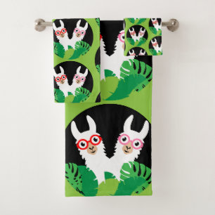 Fun Llama Alpaca Accessories Bath Towel Set