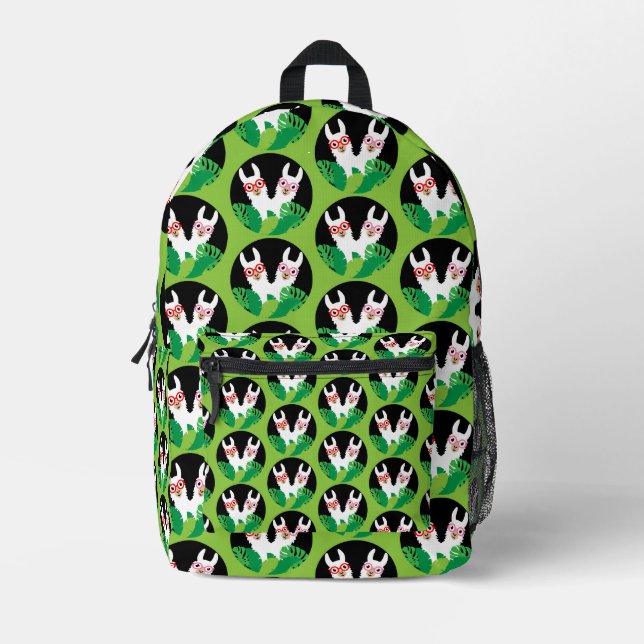Fun Llama Alpaca Accessories Printed Backpack (Front)