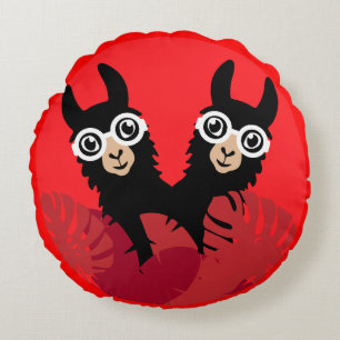 Fun Llama Alpaca Accessories Round Cushion