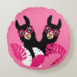 Fun Llama Alpaca Accessories Round Cushion