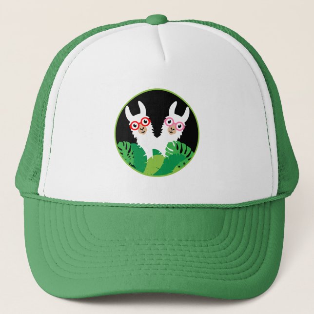 Fun Llama Alpaca Accessories Trucker Hat (Front)