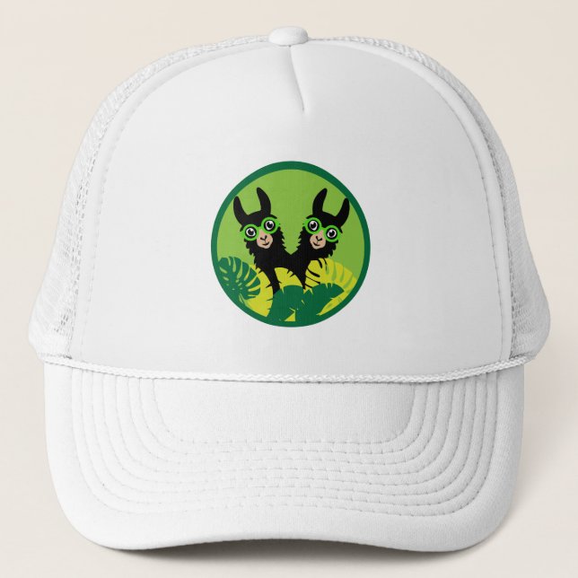 Fun Llama Alpaca Best Friends Trucker Hat (Front)