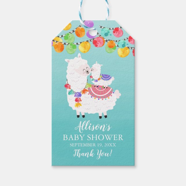 Fun Llama Mama Baby Shower Favour Gift Tag (Front)