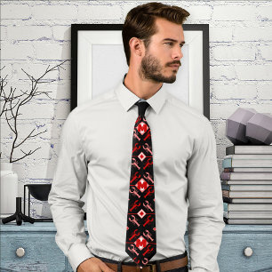 Fun Lobster & Monogram Pattern Red & Black Tie