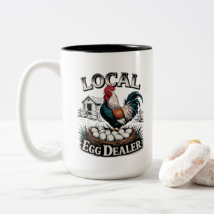 Fun local egg dealer word art Two-Tone coffee mug