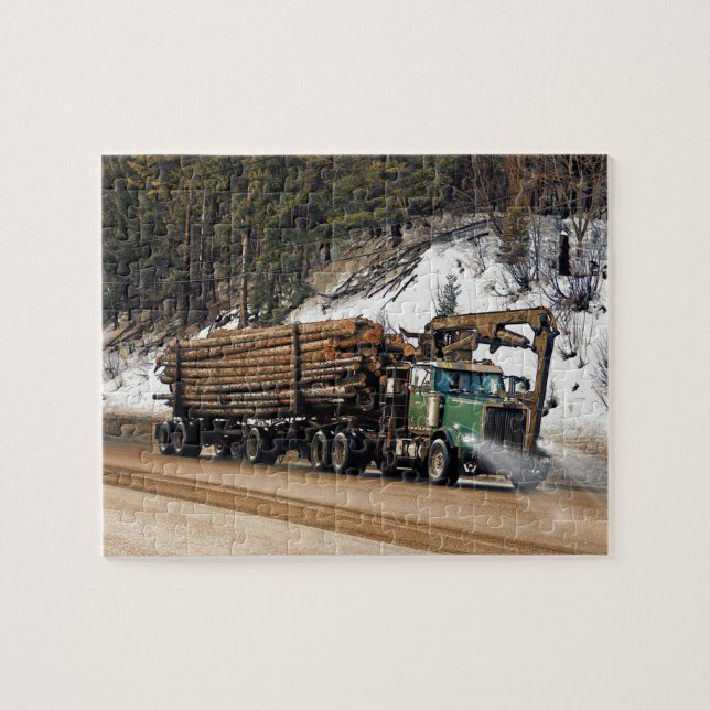 Fun Log In - Log Out Logging Trucker Art Design Jigsaw Puzzle (Horizontal)