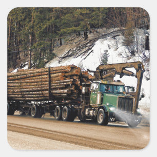 Fun Log In - Log Out Logging Trucker Art Design Square Sticker
