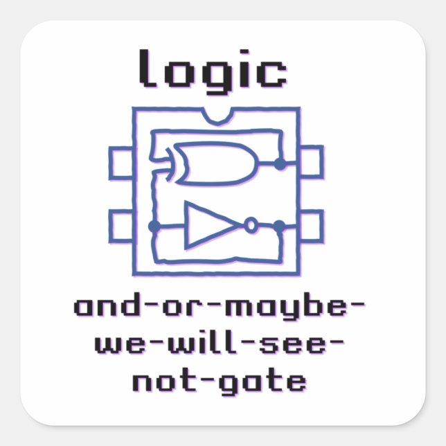 Fun logic gate with boolean function square sticker (Front)