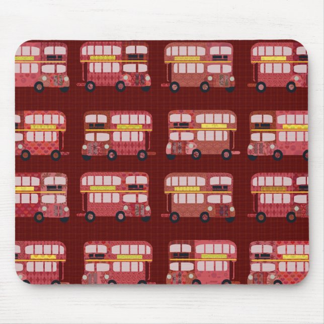 Fun London Double Decker Bus Cartoon Pattern Mouse Pad (Front)