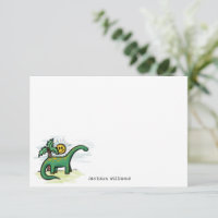 Fun Long Neck Dinosaur Kids Personalised Note Card