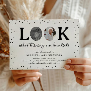 Fun Look's Who's 100' 2 x photo 100th Birthday Invitation