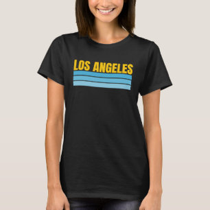 Fun Los Angeles Powder Blue Yellow Retro Striped H T-Shirt