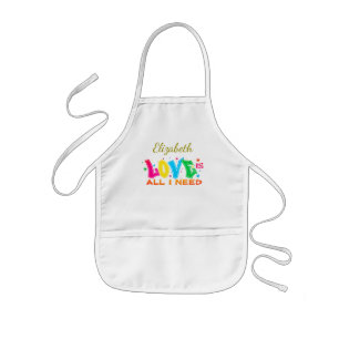 Fun Love is All I Need with Name Kids Apron