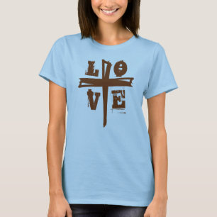 fun LOVE lettering + CROSS T-Shirt