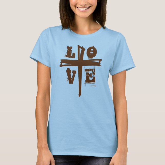 fun LOVE lettering + CROSS | T-Shirt (Front)