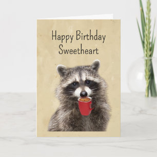 Fun Love You Birthday Sweetheart Fun Racoon Card