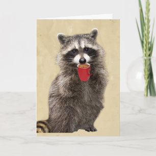Fun Love You More than My Coffee Racoon Card