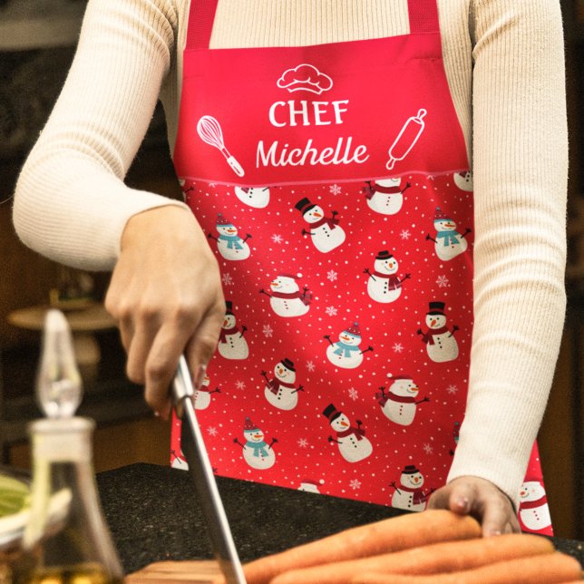 Fun lovely snowman chef Christmas Apron (Creator Uploaded)