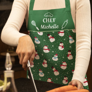 Fun lovely snowman chef winter apron