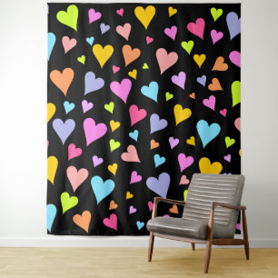 Fun, Loving, Colourful Hearts Pattern Tapestry