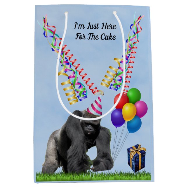 Fun Loving Gorilla Birthday  Medium Gift Bag (Front)