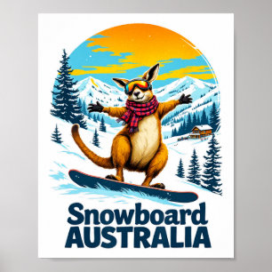 Fun Loving Kangaroo Snowboarding In Australia  Poster