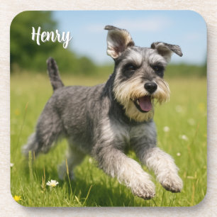 Fun-loving Personalised Schnauzer Coaster Set