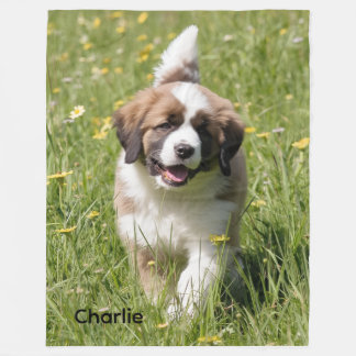 Fun-loving St. Bernard Personalised Fleece Blanket