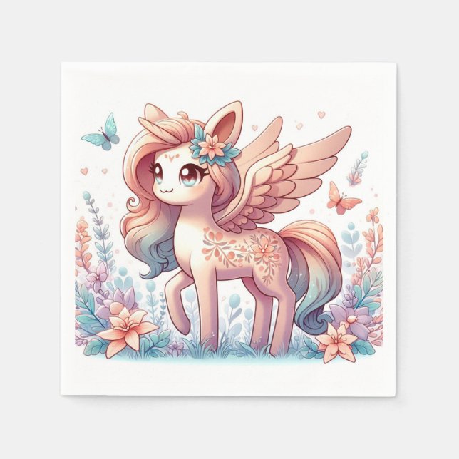 Fun Magical Unicorn Baby Shower Napkin (Front)